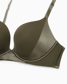 CK BLACK STRUCTURE PUSH UP PLUNGE BRA, PLATINUM GREY, hi-res