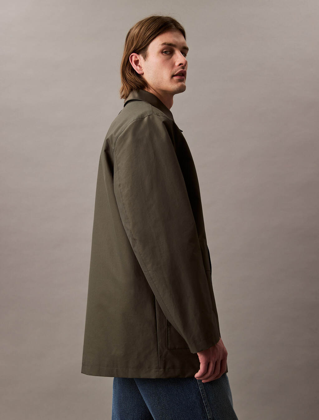 Contrast Collar Car Coat, Beluga, hi-res