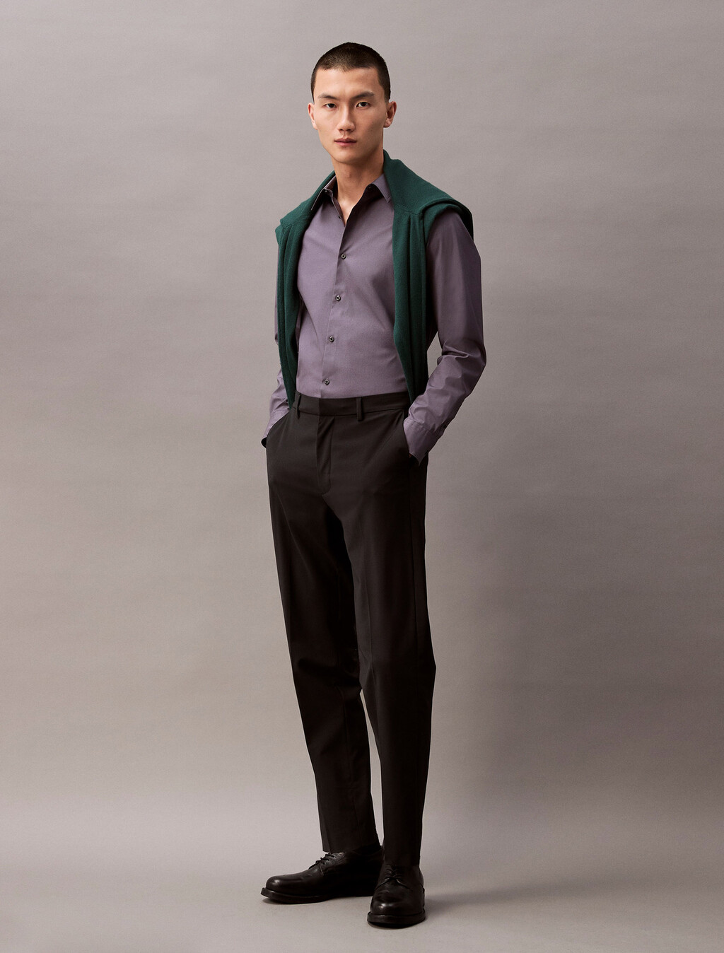 Supima Stretch Cotton Slim Button-Down Shirt, Antique Violet, hi-res