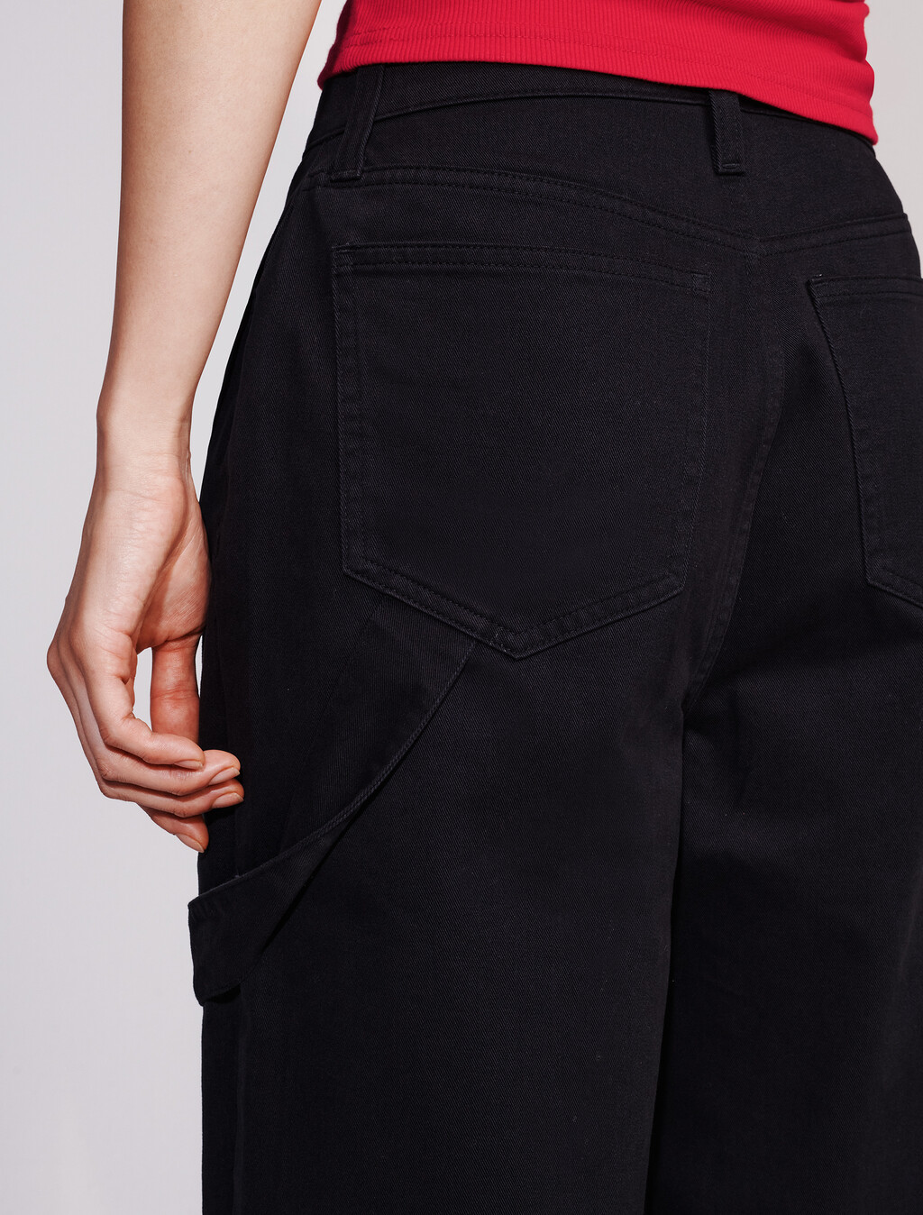 Wide Leg Cargo Pants, Black, hi-res