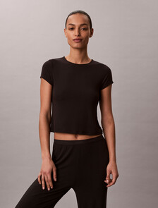 Soft Modal Pyjama Top, Black, hi-res