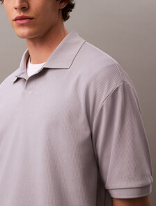 寬鬆羅紋棉質 Polo 衫, Lilac Gray, hi-res