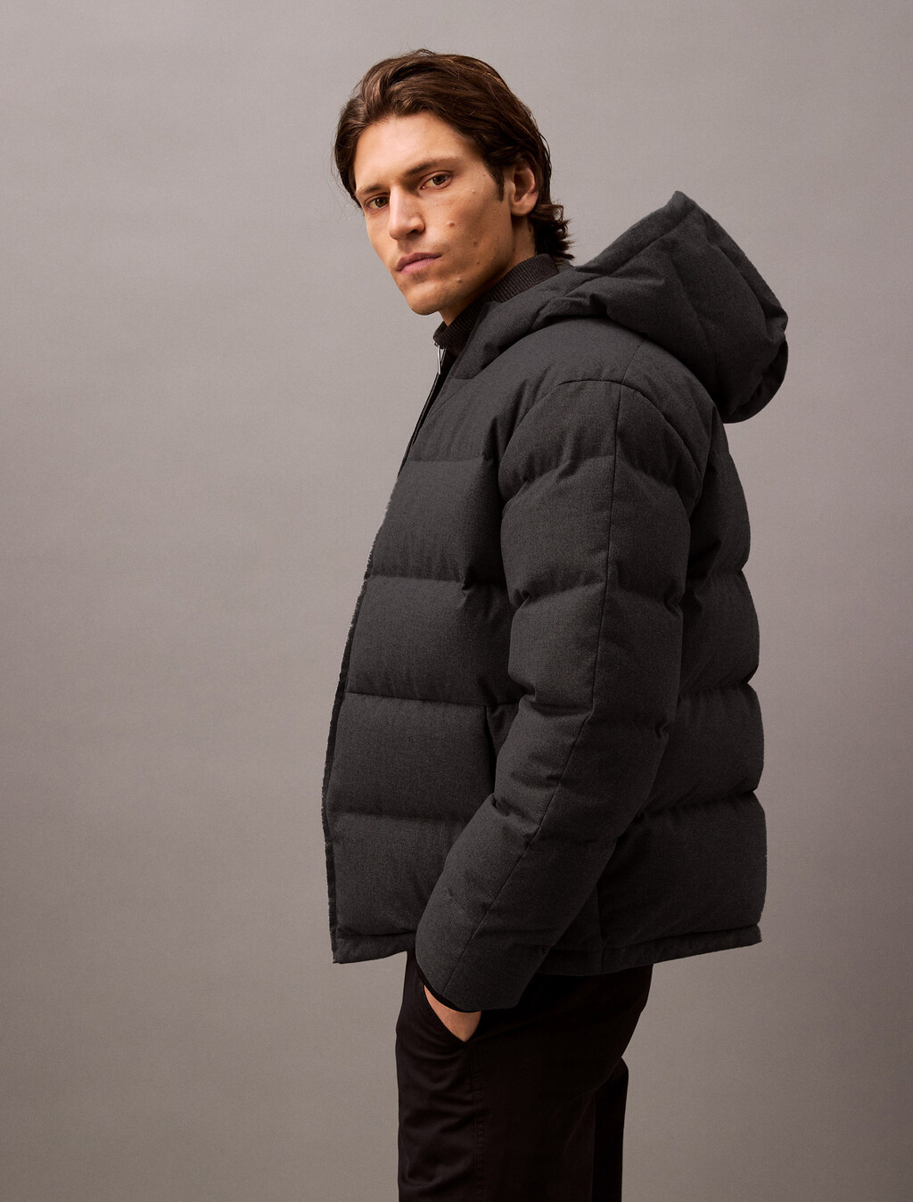 Tech Hooded Puffer Jacket, Black Beauty, hi-res