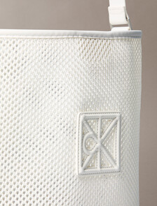 Mesh Emblem Logo Bucket Bag with Pouch, White Alyssum, hi-res