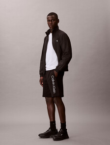 棉質毛圈印花短褲, Black, hi-res