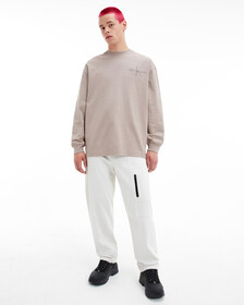 Gender Netural Monogram Long Sleeve Tee, Perfect Taupe, hi-res