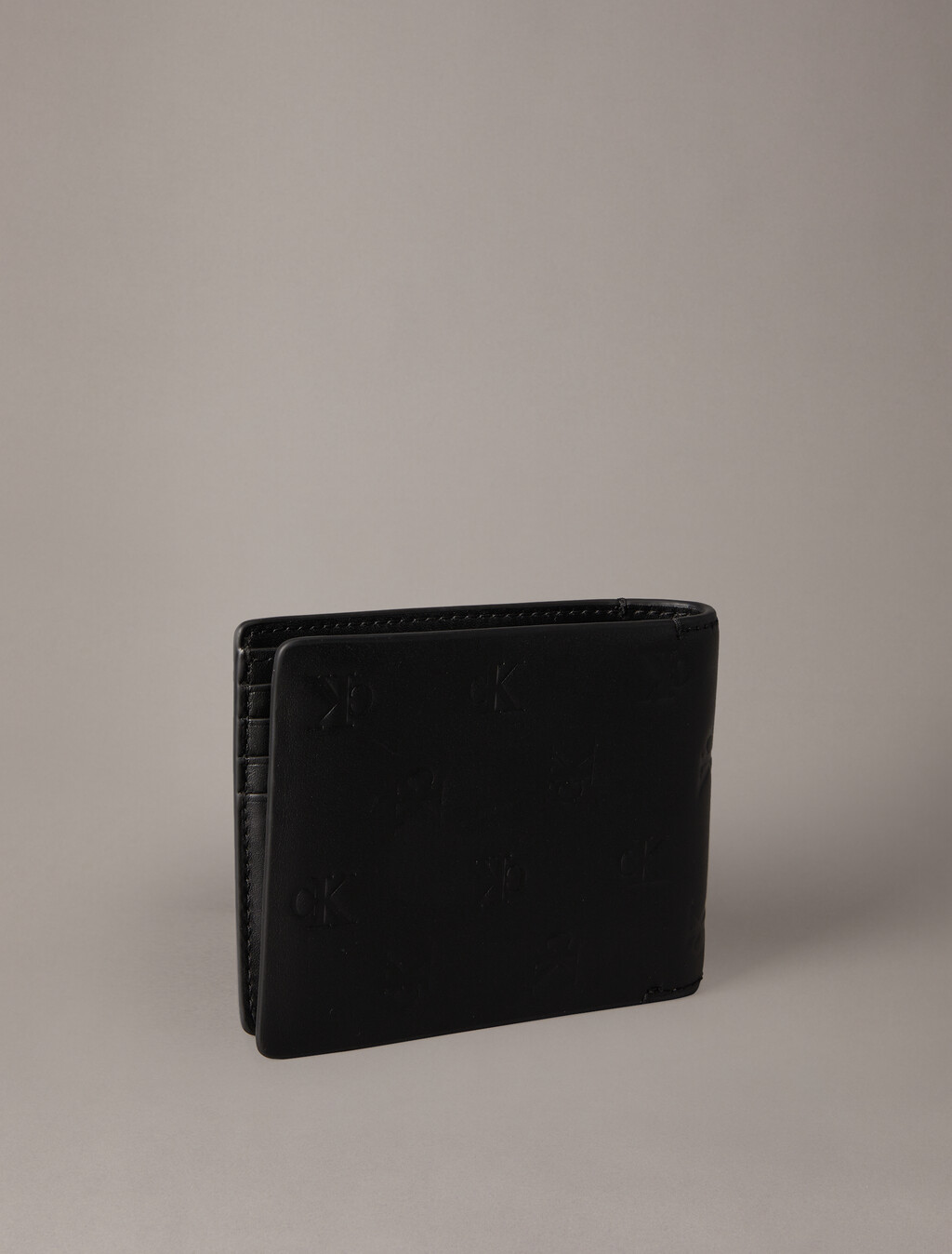 Monogram 壓花標誌對摺式銀包, Black, hi-res