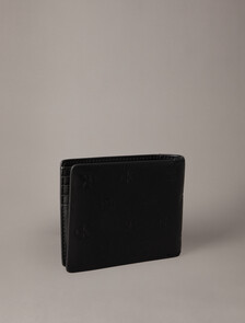 Monogram 壓花標誌對摺式銀包, Black, hi-res