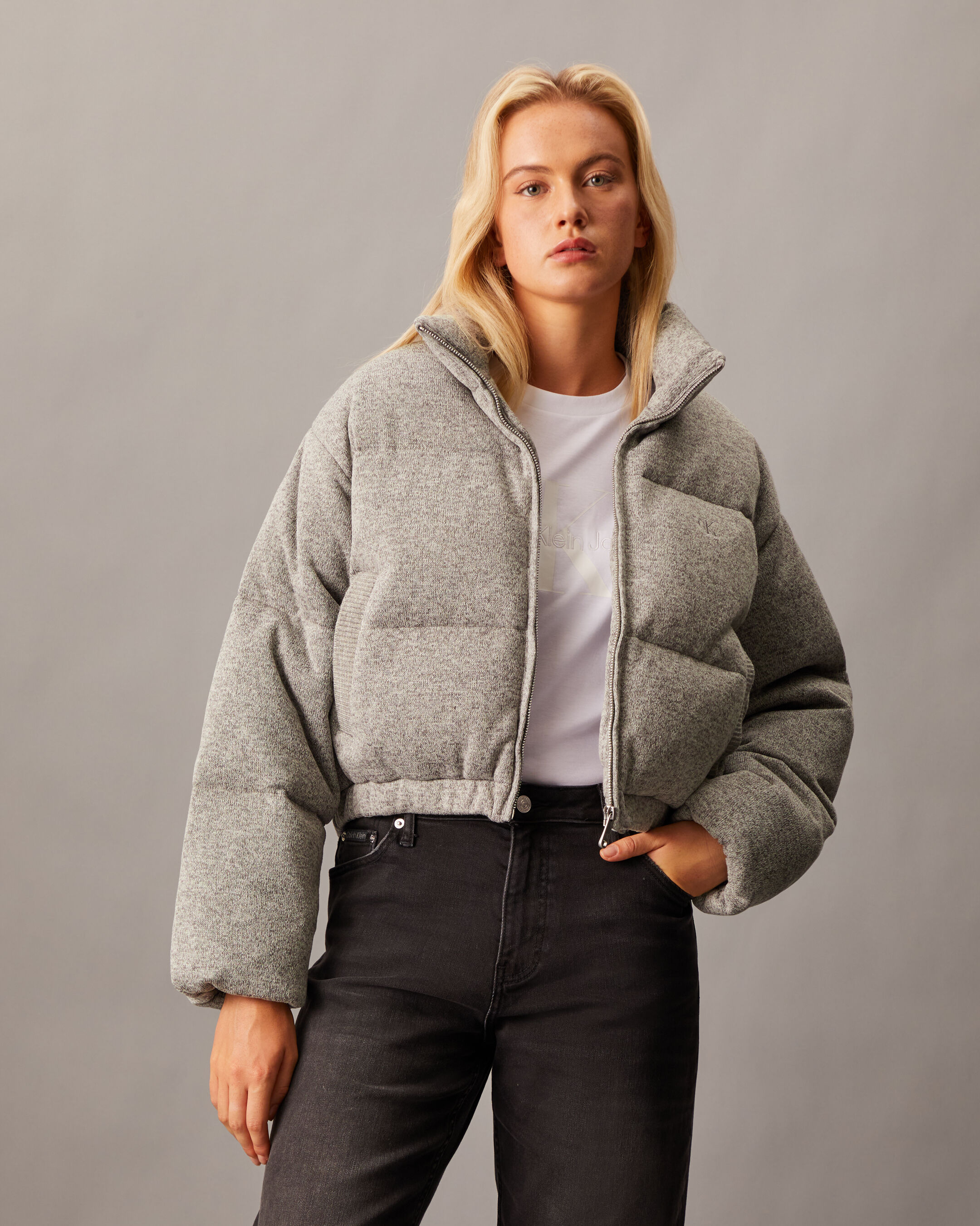 Cropped Down Puffer Jacket grey Calvin Klein Hong Kong