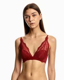 CK Black Linear Lace Lightly Lined Triangle Bra, Red Carpet, hi-res