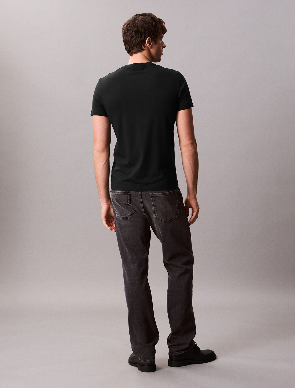 Stretch Cotton Slim Tee, Black, hi-res