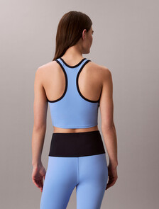 Icon Sport Graphic Monogram Longline Bra, Blue Descent, hi-res