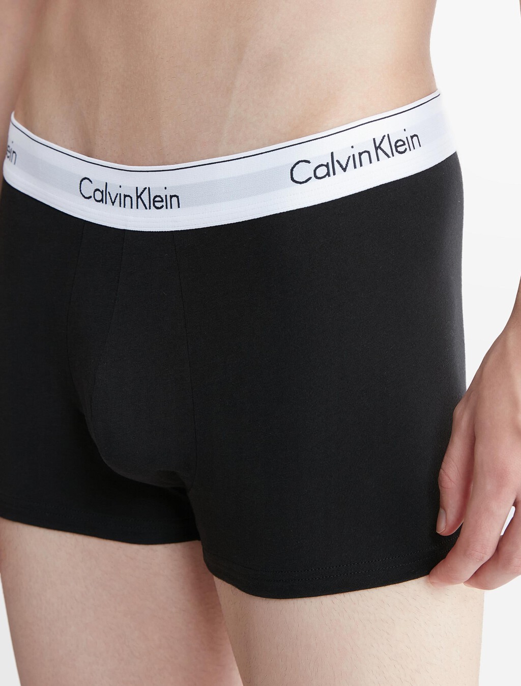 Calvin Klein Icon Cotton 彈力貼身短版四角褲（2 件組）, Black/Black, hi-res