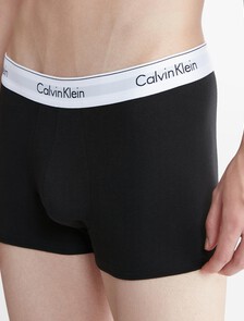 Calvin Klein Icon Cotton 彈力貼身短版四角褲（2 件組）, Black/Black, hi-res