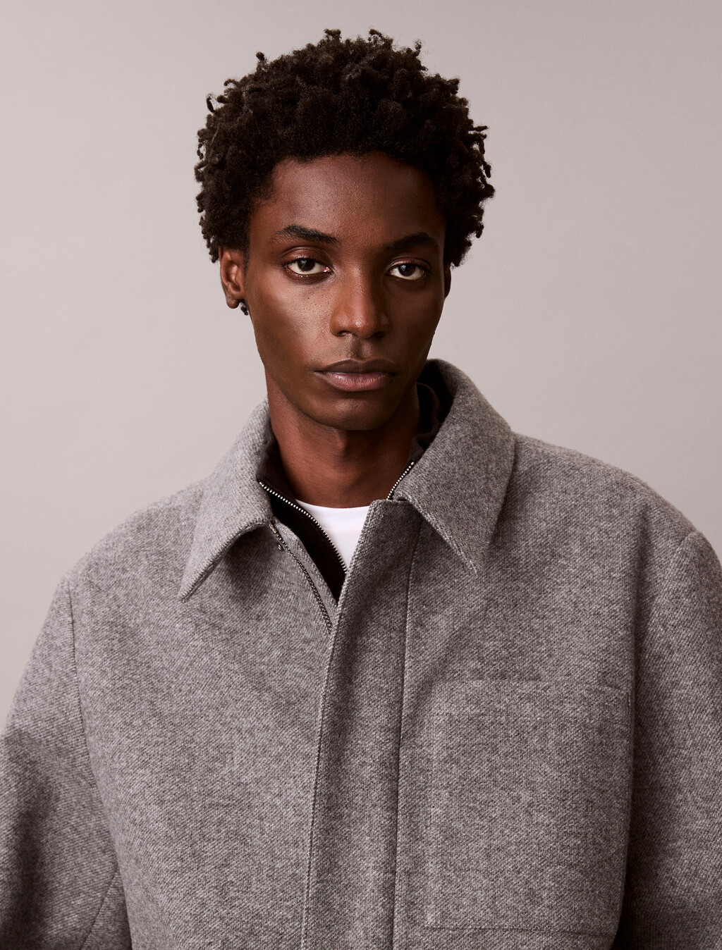 Tech Filled Shirt Jacket, Heather Grey, hi-res