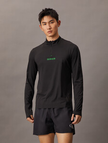 透視羊駝細織圓領毛衣, BLACK W/ BLOSSOM GREEN LOGO, hi-res