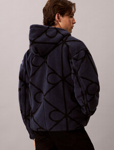 Sherpa Fleece Emblem Zip Hoodie, Blue Nights, hi-res