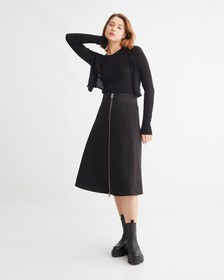 PREMIUM CAPSULE FRONT ZIP A LINE SKIRT, Ck Black, hi-res