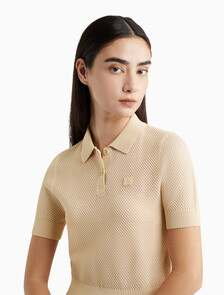 Second Skin Open Knit Polo, Warm Sand, hi-res