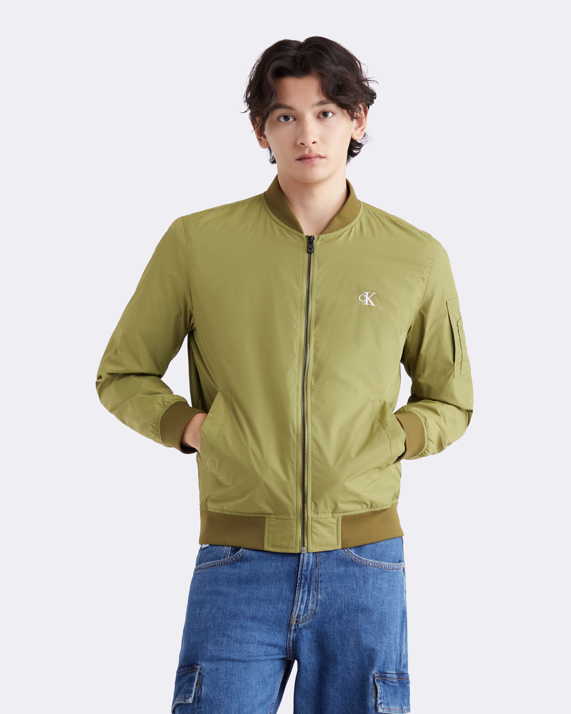 Calvin klein bomber jacket green shop