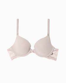SCALLOPED LACE LIGHTLY LINED DEMI BRA, Gray Rose, hi-res