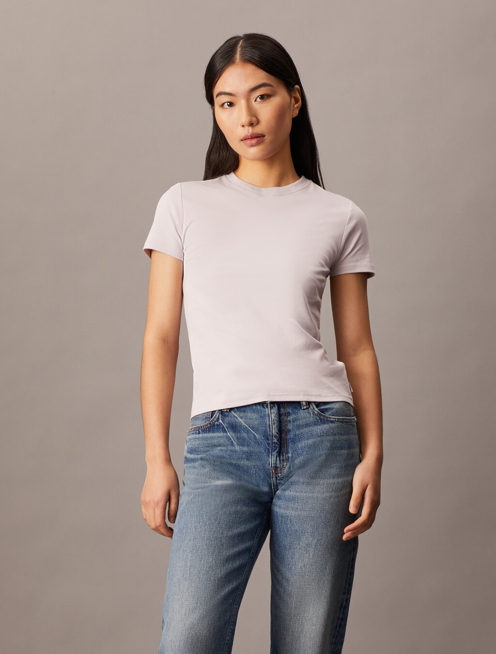Refined Cotton Jersey Slim Tee, Lilac Marble, hi-res