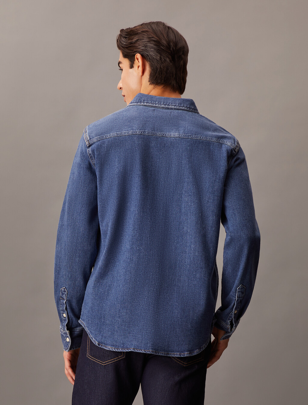 Slim Denim Shirt, Denim Dark, hi-res