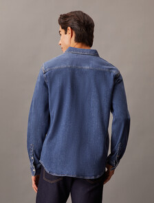 Slim Denim Shirt, Denim Dark, hi-res