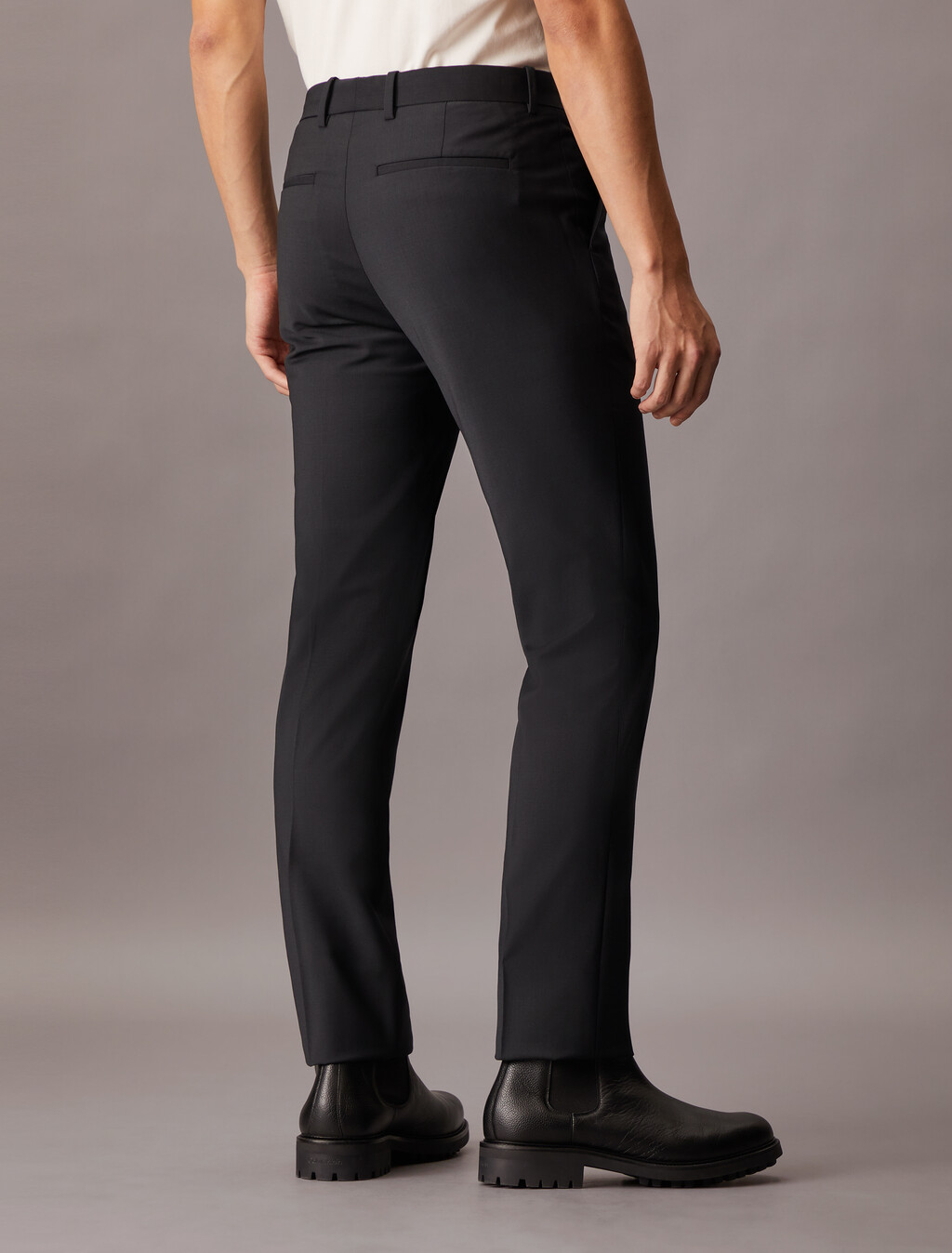 Refined Wool Blend Slim Trouser, Black, hi-res