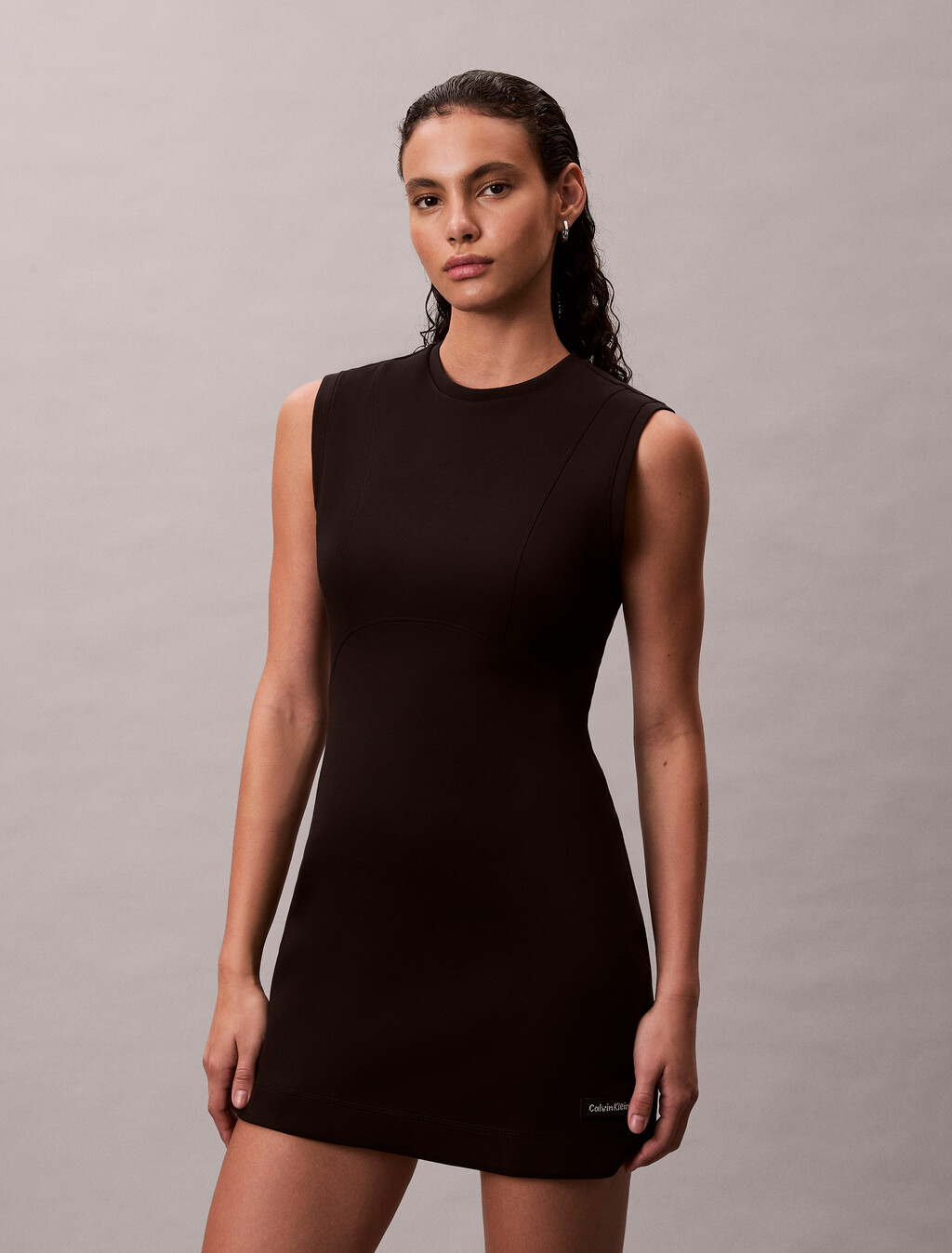 Jersey Fit and Flare Dress, Black, hi-res