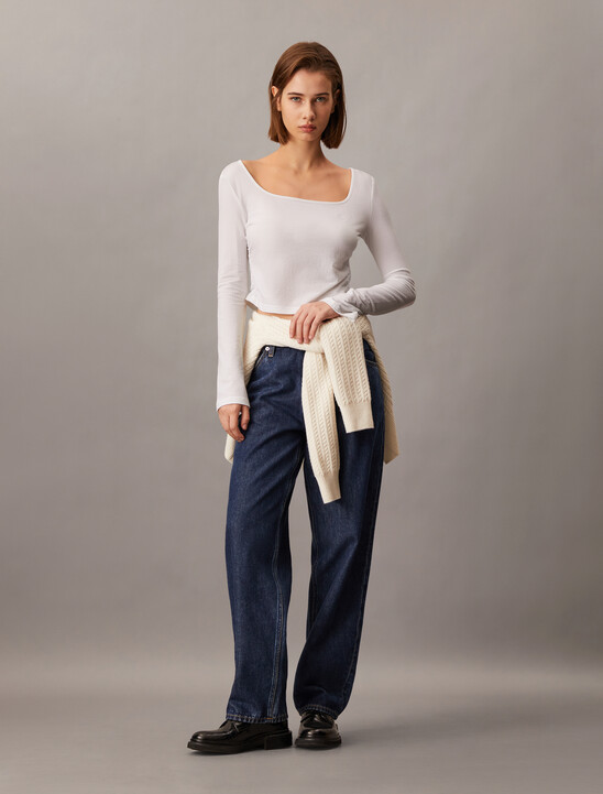 Side Gather Rib Knit Baby Fit Tee