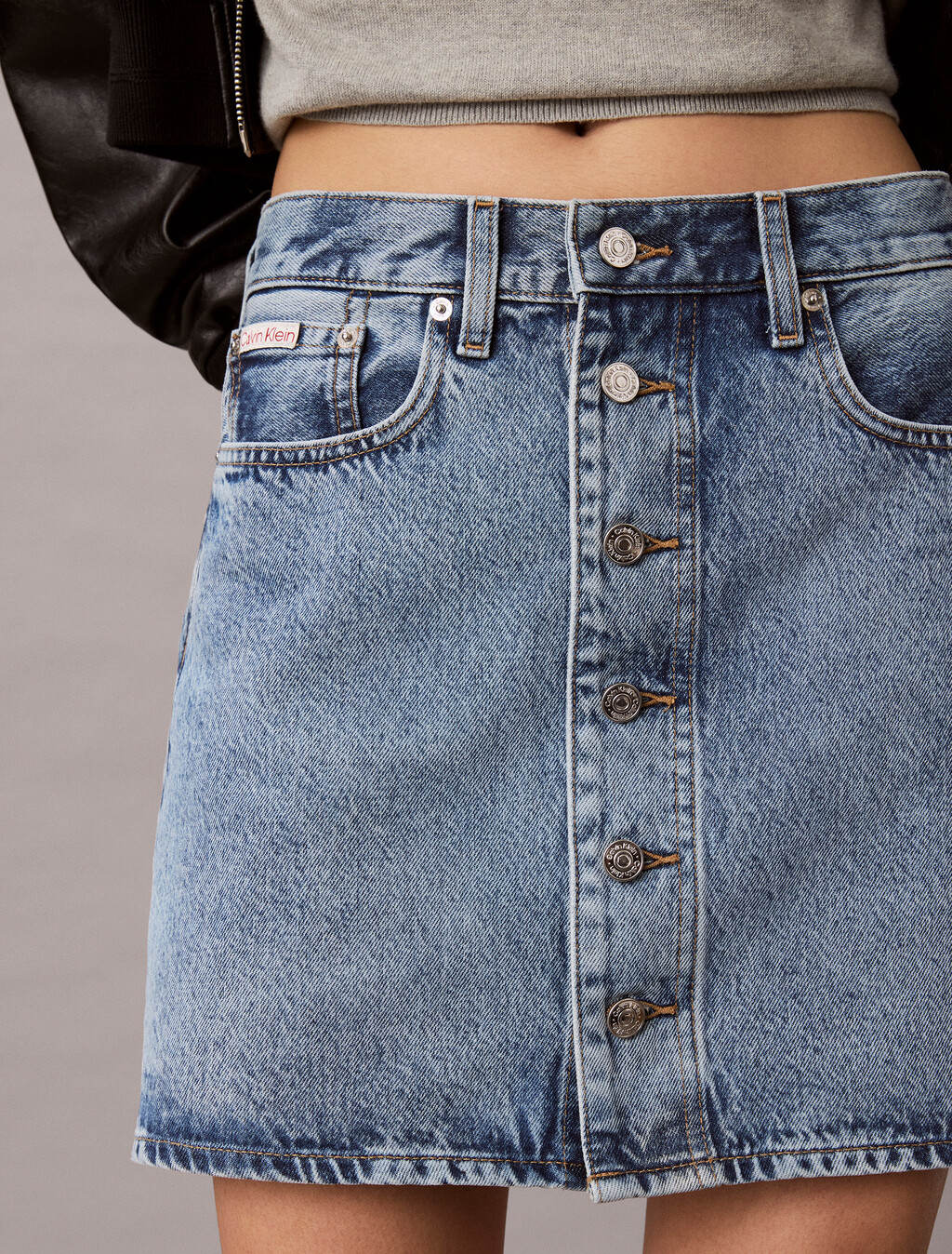 Button Up Denim Mini Skirt, TATTERED LAPIS, hi-res