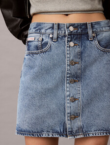 Button Up Denim Mini Skirt, TATTERED LAPIS, hi-res