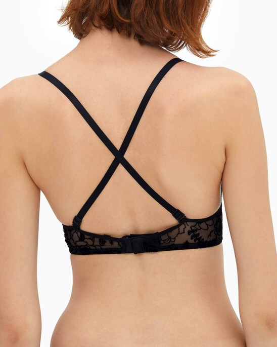 CK BLACK WILDFLOWER PUSH UP PLUNGE BRA