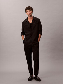 Skinny Twill Cargo Pants, Black, hi-res