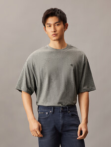Calvin Logo 圓領上衣, Medium Grey Heather, hi-res