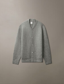 水煮羊毛混合按扣飛行員外套, Medium Grey htr, hi-res