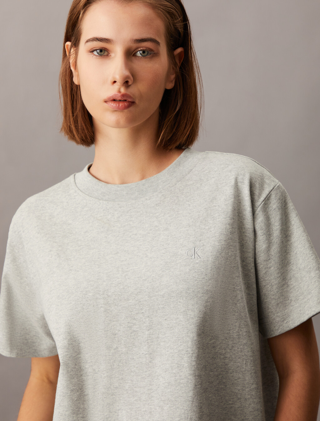 Monogram 標誌刺繡 T 恤, Light Grey Heather, hi-res