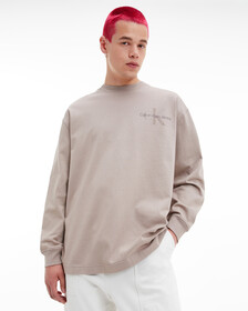 Gender Netural Monogram Long Sleeve Tee, Perfect Taupe, hi-res