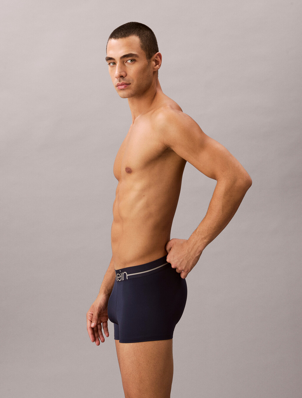 Icon 超細纖維彈性金屬感低腰平口內褲, Blue Shadow, hi-res