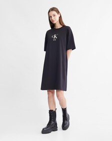 學院風寬鬆 T 恤洋裝, Ck Black, hi-res