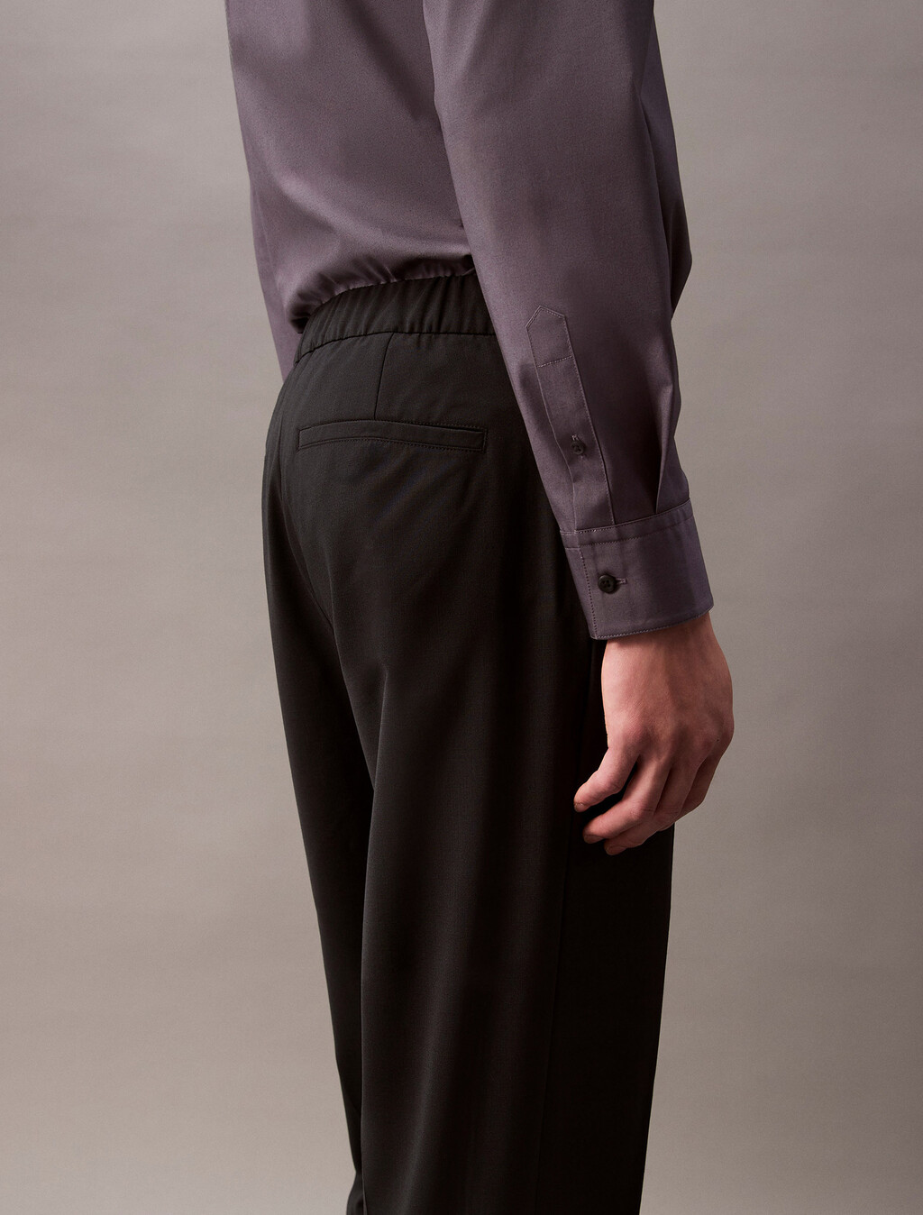 Wool Blend Elastic Classic Trouser, Black Beauty, hi-res