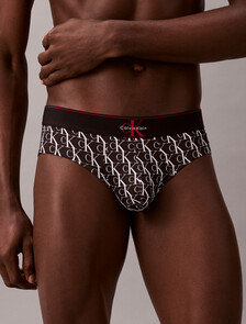 Monogram 超細纖維彈性低腰三角內褲, STEPPING LOGO BLACK, hi-res