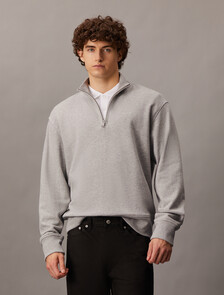 雪尼爾 Monogram 拉鍊領衛衣, Light Grey Heather, hi-res