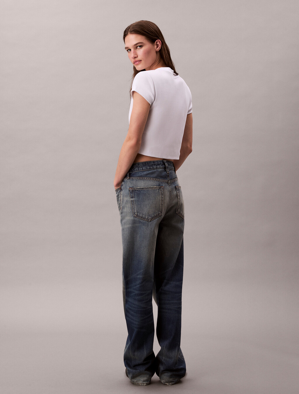 Slim Cropped Monogram T-shirt, Bright White, hi-res