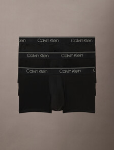 Calvin Klein Logo 低腰貼身短版四角褲 3 件組, Black, hi-res