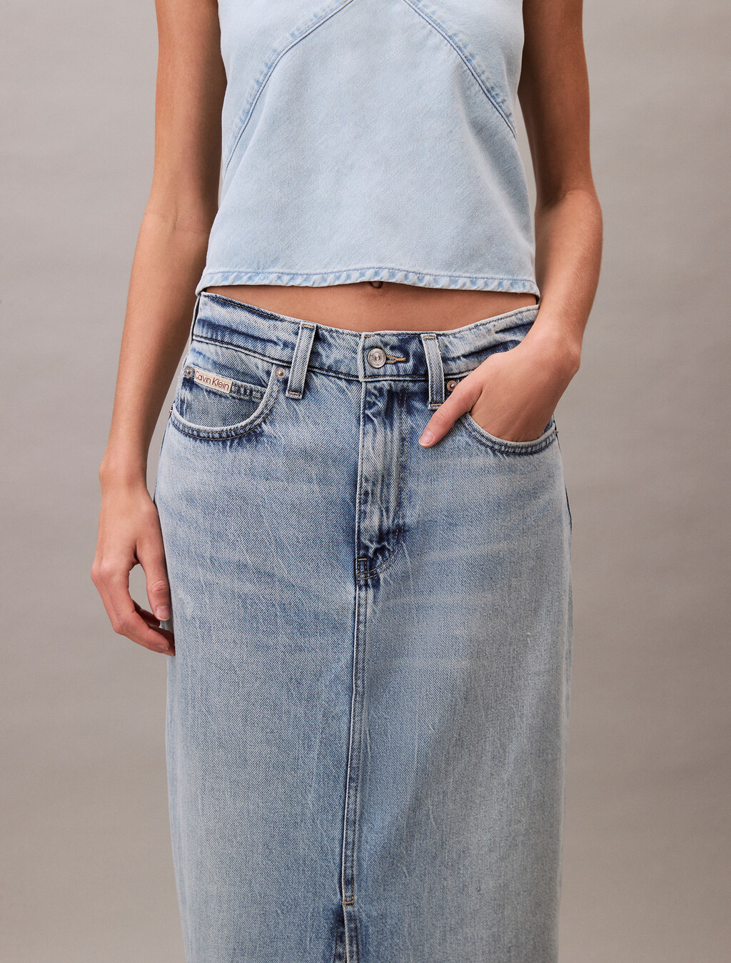 Denim Maxi Skirt, SHORELINE, hi-res