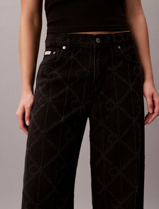 Low Rise Baggy Logo Jeans, CK WORN BLACK, hi-res