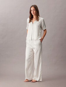 Satin Sheen Pyjama Shirt, 18724 STITCH STRIPE LOGO+Chalk, hi-res