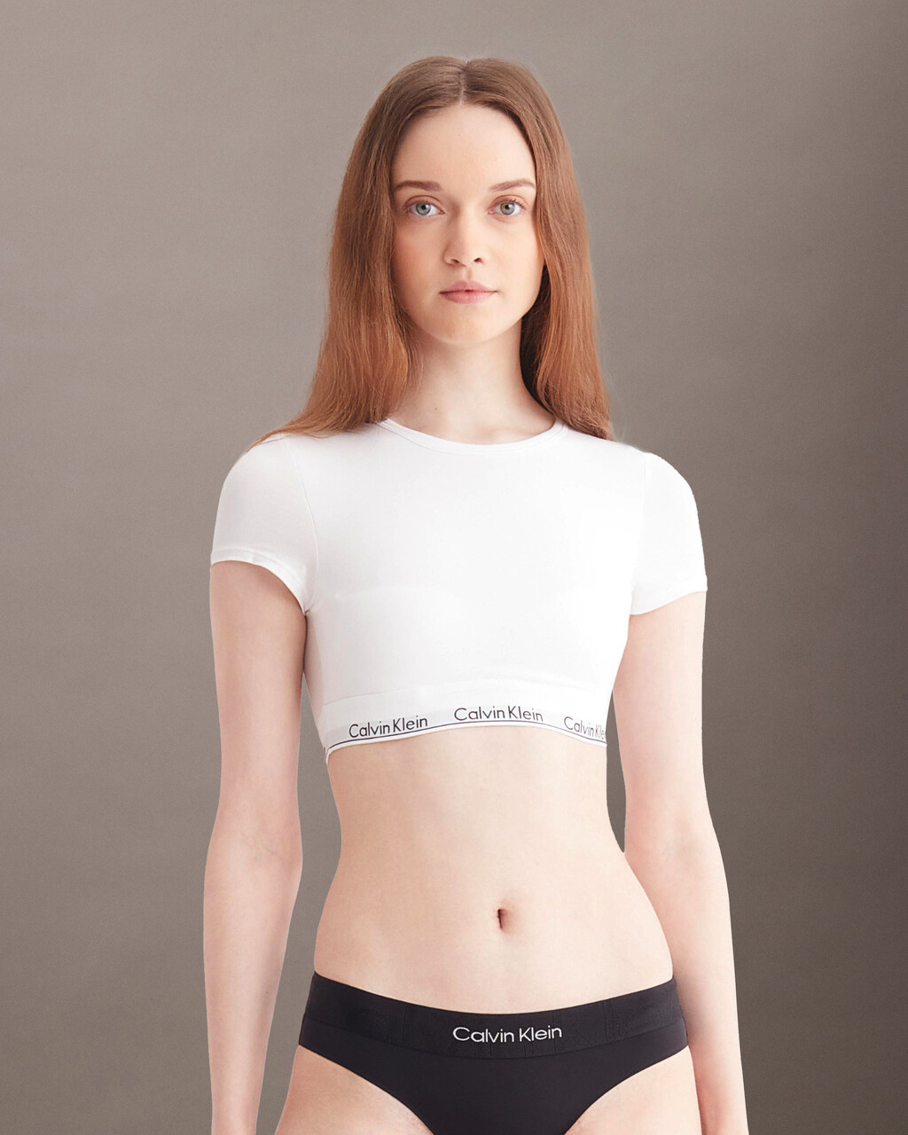 Modern Cotton T-Shirt Bralette, White, hi-res